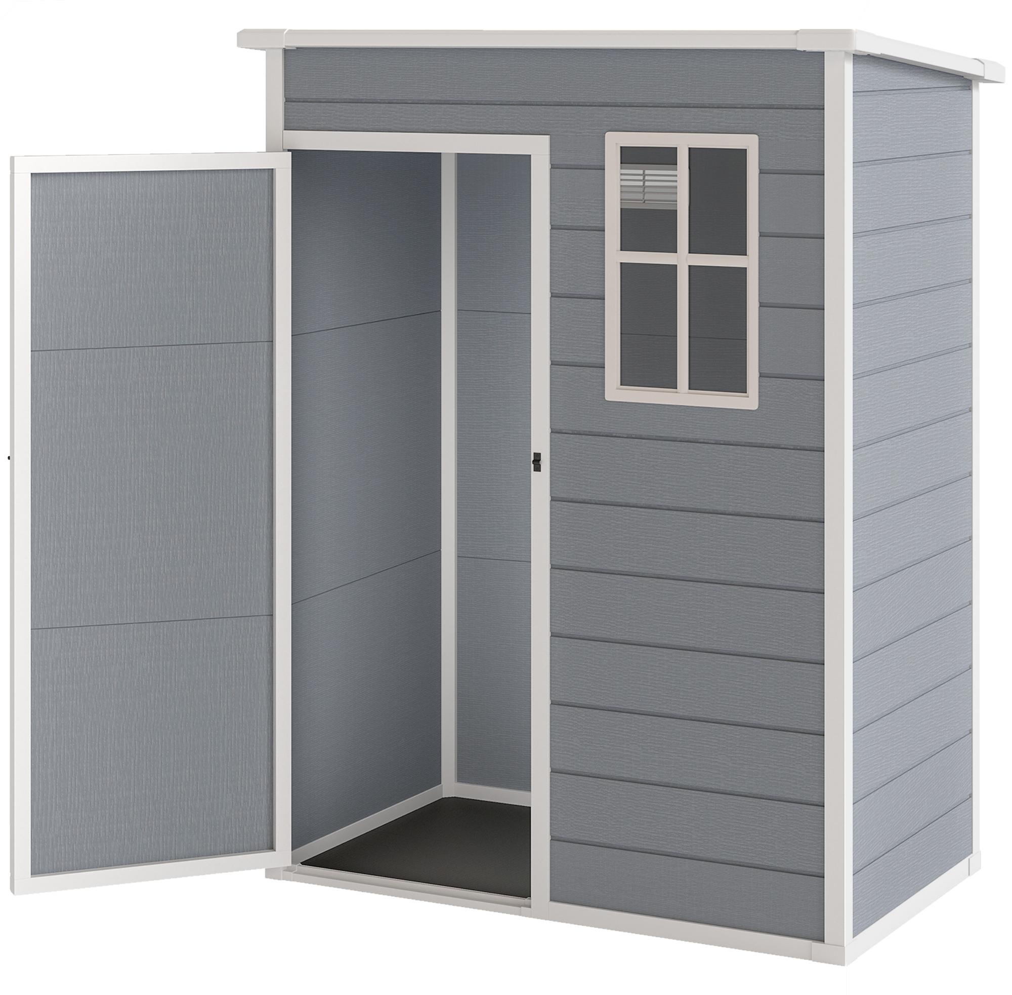 Ger?tehaus Kunststoff 1,14m2 151 x 92 x 193cm Ger?teschuppen mit Pultdach Boden Fenster Grau