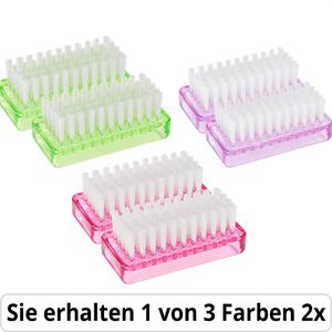 Elina-med Nagelbürste 42878, aus Kunststoff, mit weichen Nylon-Borsten, 2 Stück