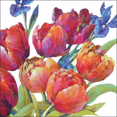 Ambiente 20 Servietten Papier 33x33cm 3-lagig - hochwertige Einweg Papierservietten Tulpen Blumen Malstil Tischdeko Frühling Sommer Naturmotiv