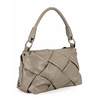 Schultertasche "Giorgia", Damen, Gr. B/H/T: 25cm x 15cm x 10cm onesize, grau (taupe), Polyurethan (PU), COLLEZIONE ALESSANDRO, Taschen Schultertasche, Elegante Flechttasche mit Trageriemen