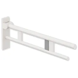 Hewi System 900 Stützklappgriff 900.50.17960DX Ausladung 700 mm, Edelstahl pulverbeschichtet weiß tiefmatt, rechts, Funk-Spülauslösung