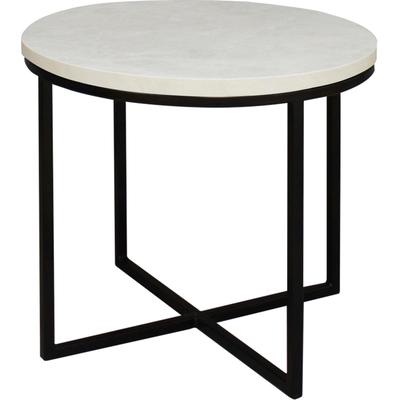 Couchtisch MÄUSBACHER "Couchtisch rund", schwarz (schwarz, keramik optik weiß), H:50,5cm, Tische, Couchtisch, Couchtisch rund Durchmesser 60cm, Metallgestell