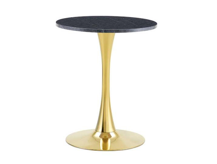 Oxeza Esstisch kleiner runder 60/60/72 cm Schwarz mit goldenen Metallbeinen, Holz, Mode, Rund,Rund, 60x72x60 cm, Esszimmer, Esstische