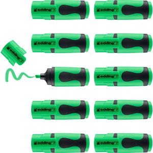 Edding Textmarker 7, Mini Highlighter, 10 Stück, Strichbreite 1 - 3mm, grün
