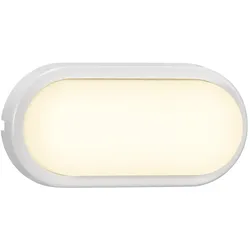 Nordlux Outdoor Aufbau-Außenleuchte CUBA ENERGY OVAL, IP54, 20.5 x 10cm, 7W 3000K 700lm, Weiß / Glas opal NORD-2019181001