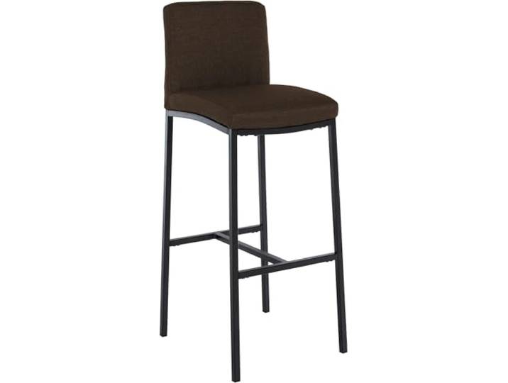 CLP Barhocker mit Lehne Freeport, Barstuhl gepolstert, moderner Tresenstuhl mit Metallgestell matt-schwarz und Fußablage, Farbe: braun, Material: Stoff