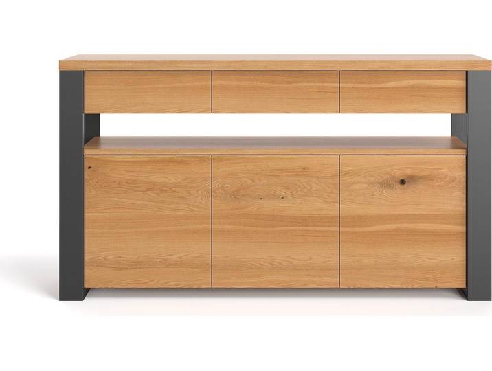 Commode fonctionnelle Hylde style loft 140 cm\, bois massif
