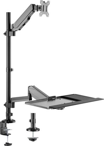 My Wall HL63L Monitor-Tischhalterung 1 Display(s) 43,2 cm (17") - 81,3 cm (32") Schwarz Höhenverstellbar, Neigbar, Schwenkbar, Tastaturablage