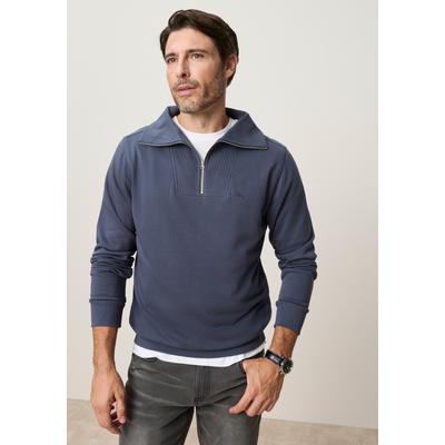 Sweatshirt MAN'S WORLD, Herren, Gr. XXL, blau, Obermaterial: 60% Baumwolle, 40% Polyester, unifarben, angesetztes Bündchen, Sweatshirts Sweatshirt, Trend: Troyer mit maritimer Note – lässig, unkompliziert, vielseitig