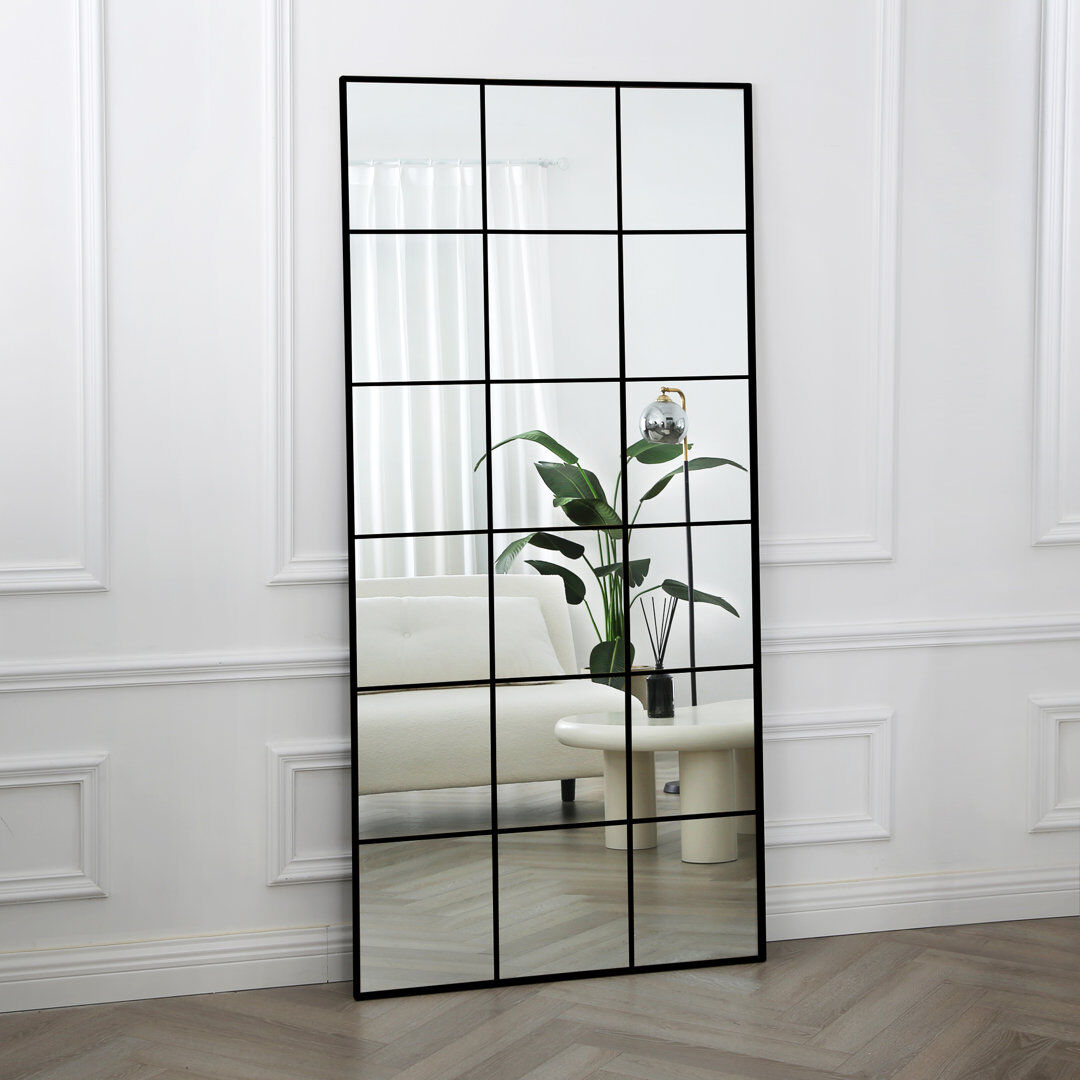 17 Stories Naquasia Rectangle Leaning Full Length Mirror Black 180cm H X 90cm W X 3cm D
