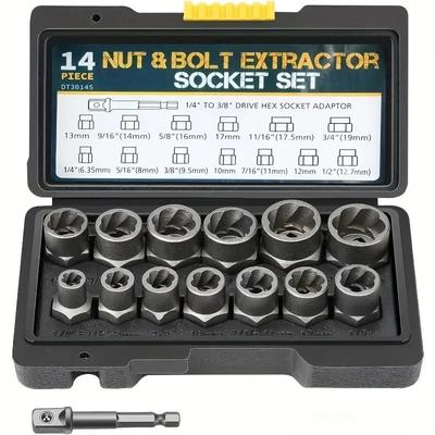 14 Piece Damaged Bolt And Nut Extractor Socket Set 14 Piece Damaged Bolt And Nut Extractor Socket Set