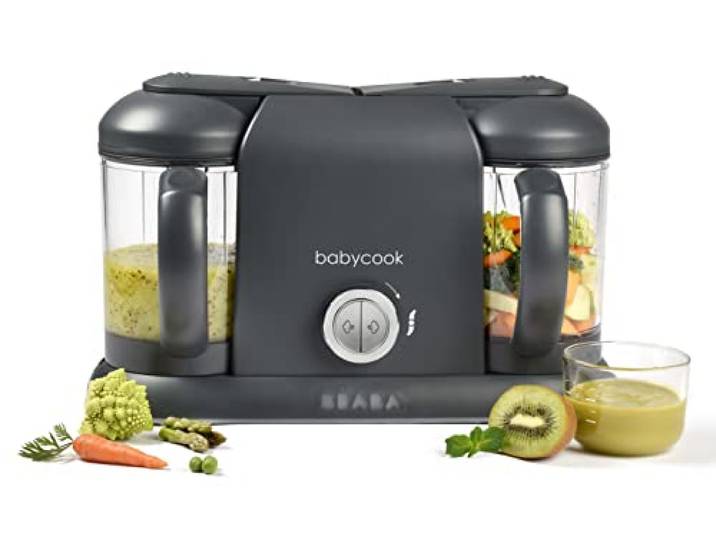 Béaba Babycook Duo Küchenmaschine 4 in 1 Mixer Schnelldampf 15 min Diversifizierung Lebensmittel Kleine Töpfe Baby Haus XXL Inhalt 2200 ml Dark Grey, 912952, Dunkelgrau