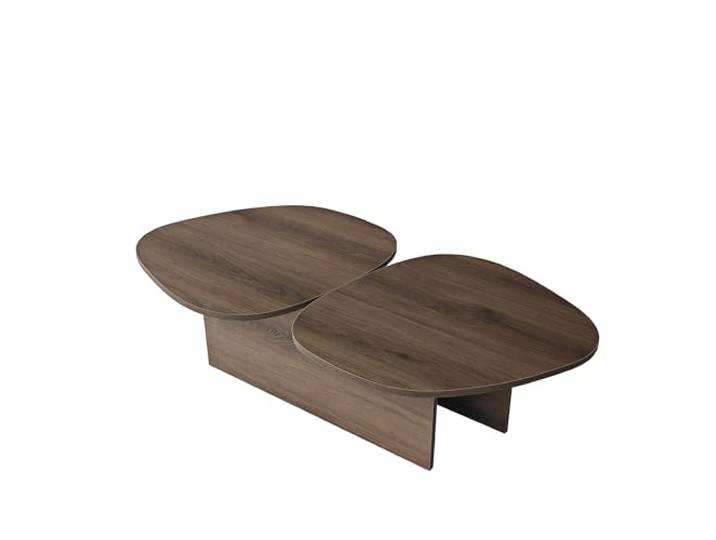 Hanah Home Modern Walnut Coffee Table, 125 x 60 x 38 cm 100% Melamine Coated Chipboard, 18 mm Thick, PVC Edgebands Stylish & Functional Design for Any Living Space