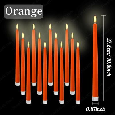 Uplifted Finds 12 To 108 Pcs Flameless LED Taper Candles Flickering Electric Faux Candlesticks For Wedding Church Decor orange 84pcs