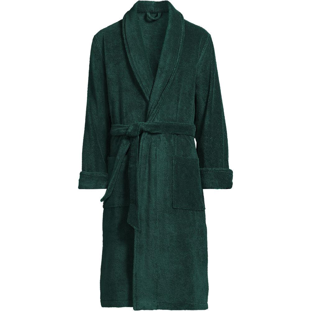 Bademantel aus türkischem Frottee für Herren, Herren, size: regular, Grün, Baumwolle, by Lands' End
