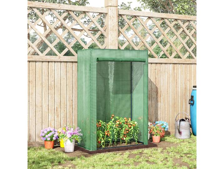 Outsunny Serre Balcon PE Renforcé Acier 100x50x150cm Vert