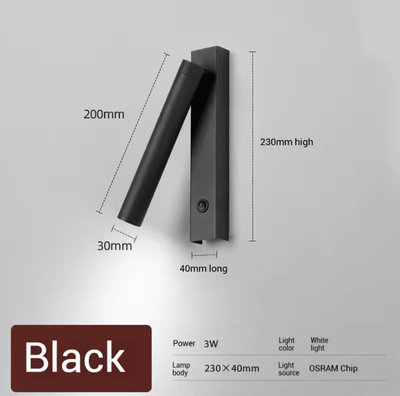 Inspire Curations Minimalist Rotatable LED Reading Wall Lamp black 6000k 3w