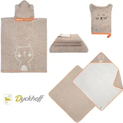 Dyckhoff Kinderfrottierserie 'Katze' Greige (Größe: Kinderponcho 60 x 60 cm)