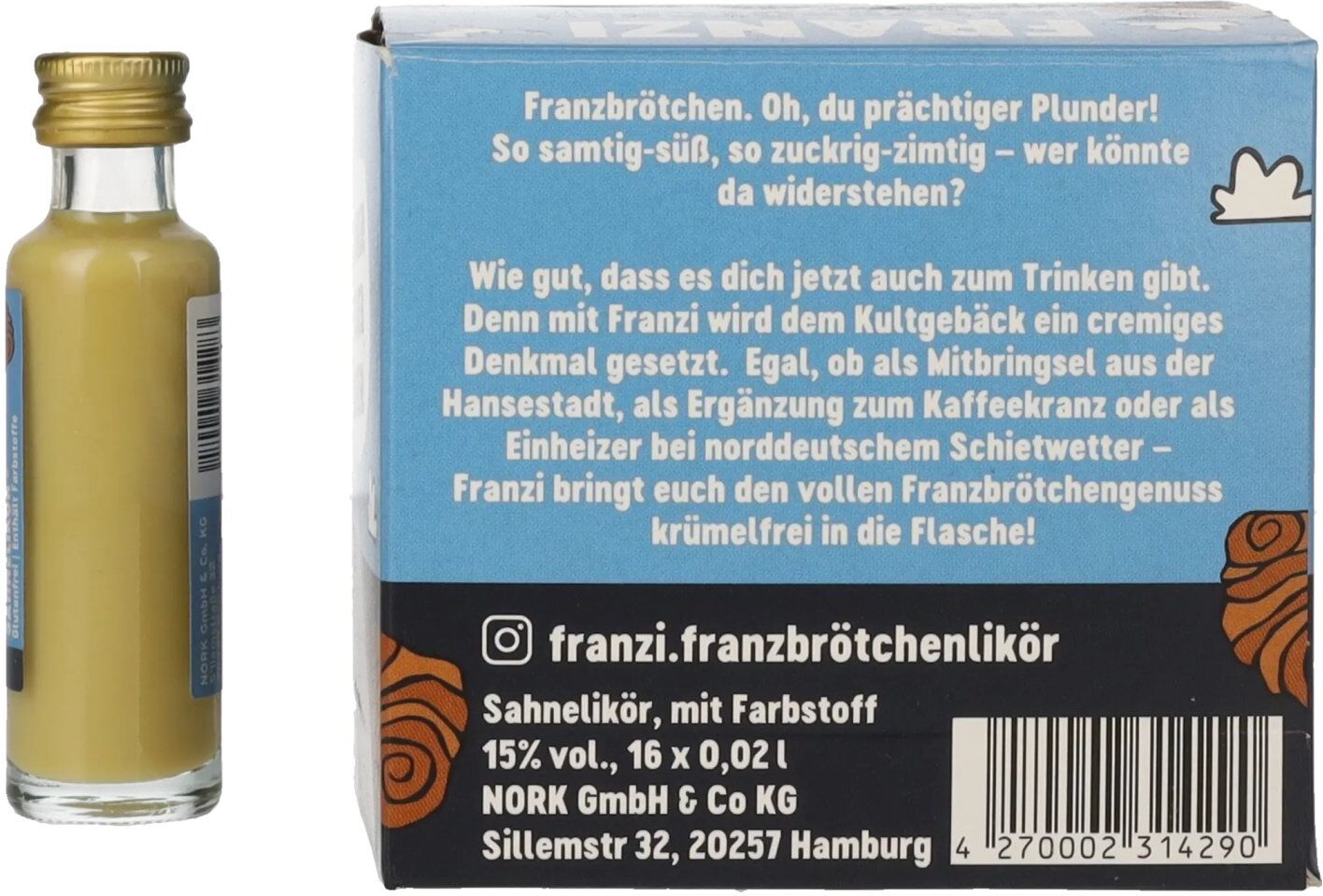 Franzi Likör Franzi Franzbrötchen Likör 15% Vol. 16x0,02l