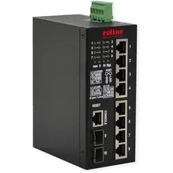 Roline Ind. SNMP 10x GbE Switch, 2x SFP Web-basiert, 250W (10 Ports), Netzwerk Switch, Schwarz