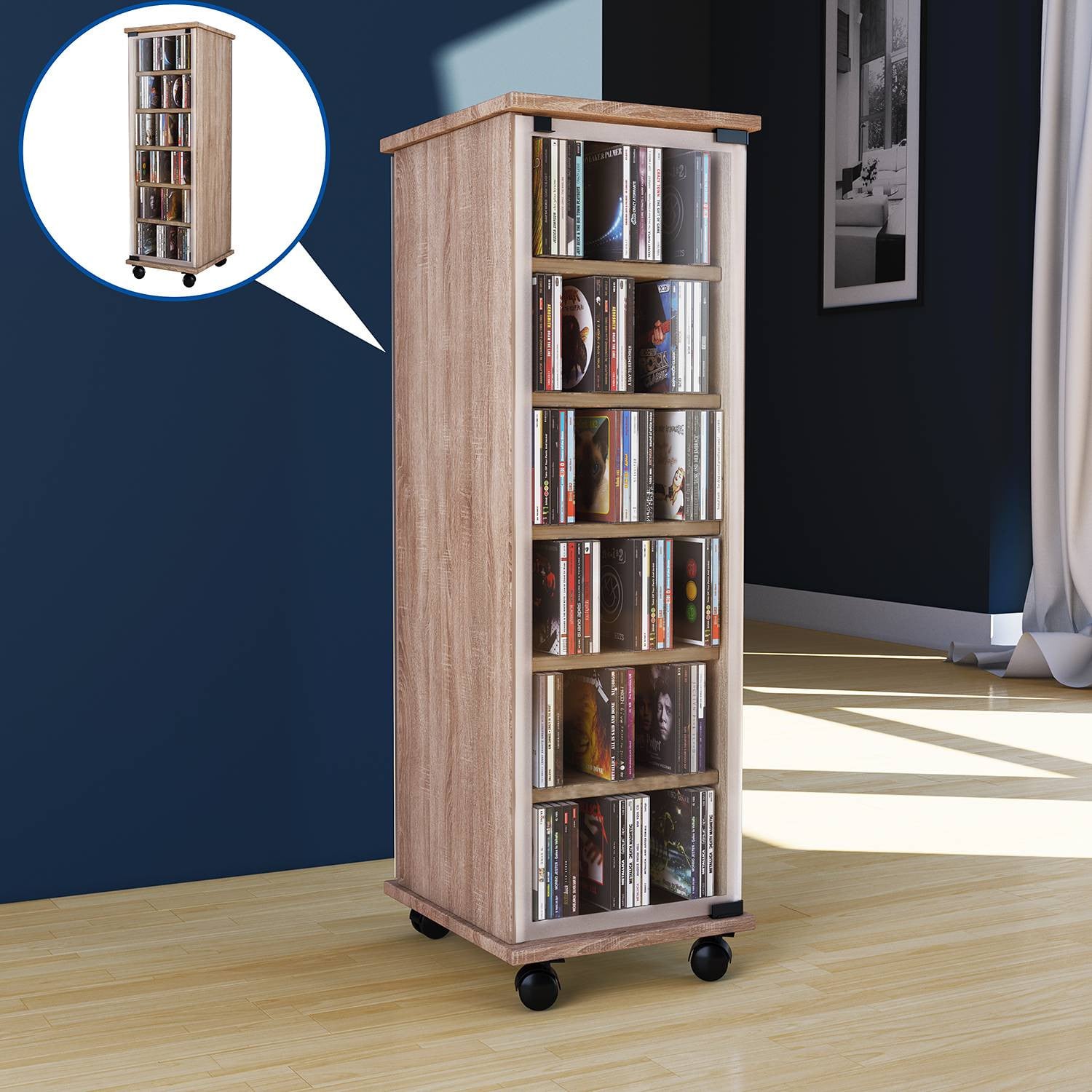 home24 Open kast Valenza Sonoma eikenhout/bruin/beige met veiligheidsglas B/D/H: 98 x 31 x 35 cm