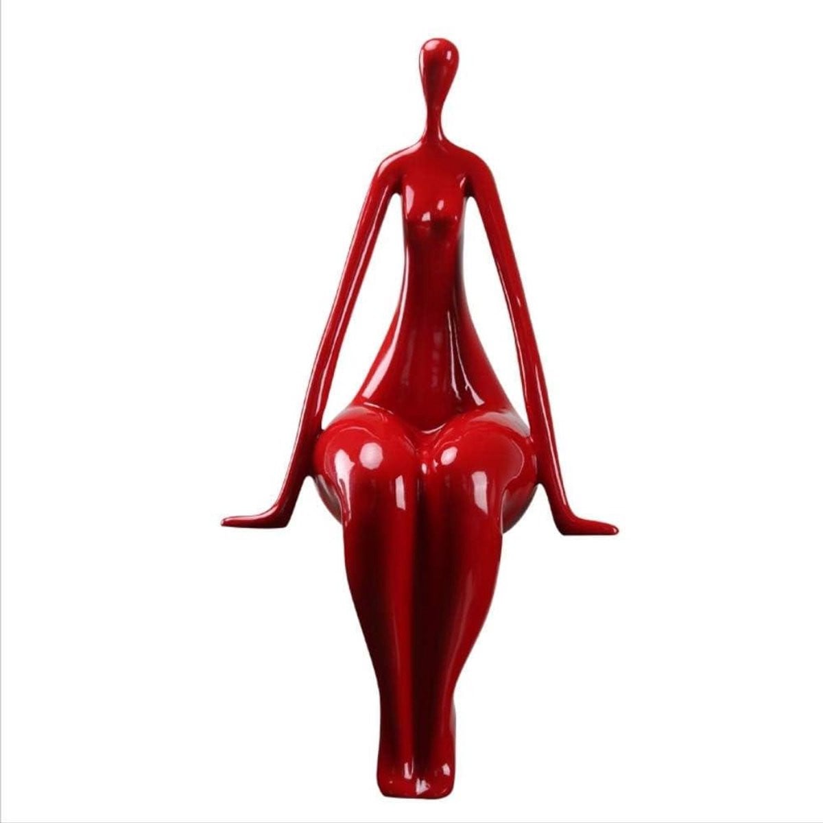 Abstracte Yoga Figuur - Vrouwelijke Sculptuur voor Woonkamer Decoratie - Bruin - 19 x 37 cm