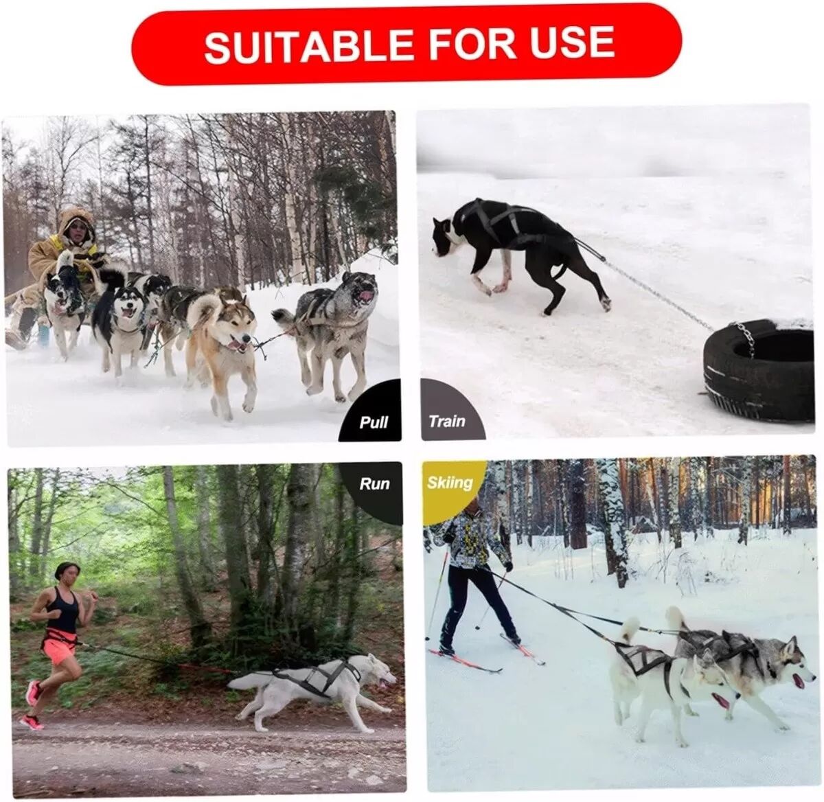 INF Hunde Zuggeschirr für Zugsport & Training - Schwarzes Nylon XL