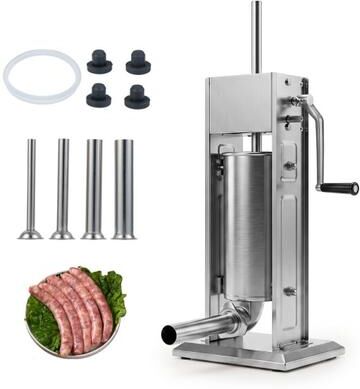 Costway Manual Sausage Stuffer with 2 Speeds & 4 Stuffing Tubes for Commercial Home-11 LBS