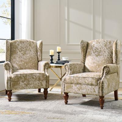 HULALA HOME Ivan Traditional Animal Pattern Armchair with Solid Wood Legs and Nailhead Trim Set of 2