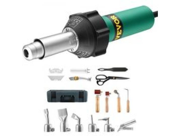 VEVOR Heißluft-Kunststoffschweißgerät, 1600 W Heißluftpistole, 50–600 °C PVC TPO Vinyl Schweißbrenner, Hot Air Welder Set mit 17 Zubehörteilen – Werkzeugkasten, Düse, Rolle, Klingen für PP/PE/PVC