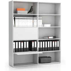 Breites Büroregal LAYERS, 2 Boxen, 1582 x 400 x 1905, weiß