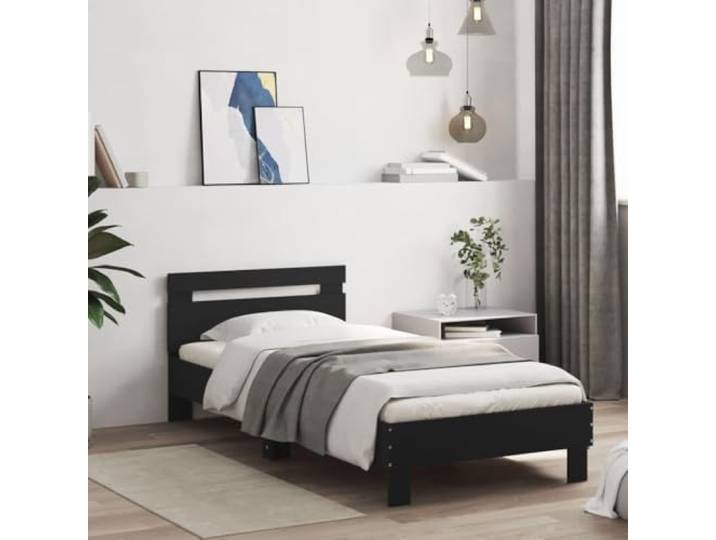 WDGJJFECNMUEHI Holzwerkstoff Schlafzimmer Kopfteil 75x190 cm Schwarz Bettgestell mit Kopfteil Schwarz 75x190 cm Holzwerkstoff stabil Schlafzimmer Lattenrost