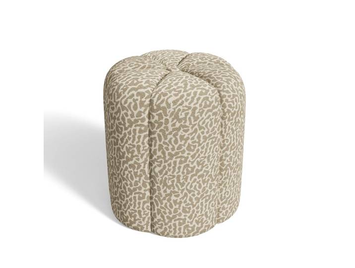 Pouf en tissu à motif léopard beige