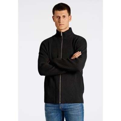 Cardigan LINDBERGH "Cardigan Relaxed Fit", Herren, Gr. M, schwarz, Obermaterial: 80% Baumwolle, 20% Polyester, unifarben, Strickjacken