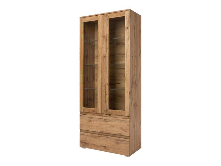 Vitrine mit 2 Glastüren Honig Eiche Breite 80 cm - IMAGE