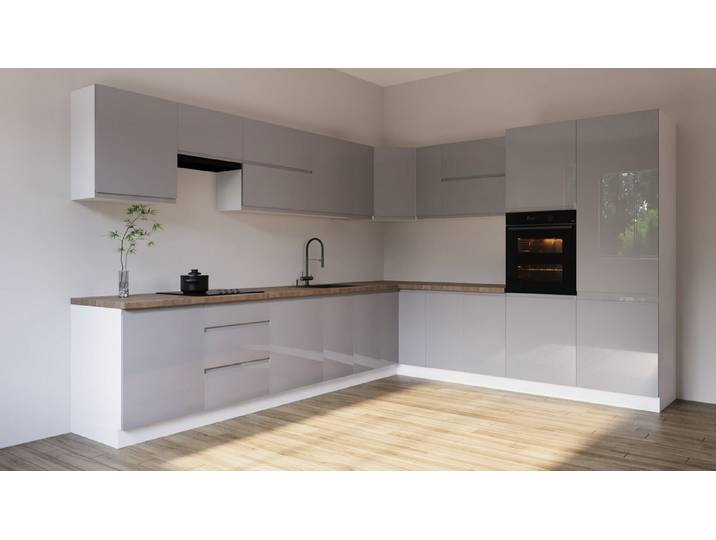 ROYAL24_MARKT Winkelküche K92-G350 - Velmora - Schlicht, funktional und elegant, (Komplett Set), Edles Design - Top Material - Hochwertig.