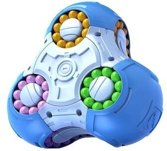 Inspired Living 9 Sided Finger Gyro Fidget Toy Disk Anti Stress Sensory Spinner For Focus & Calm blue