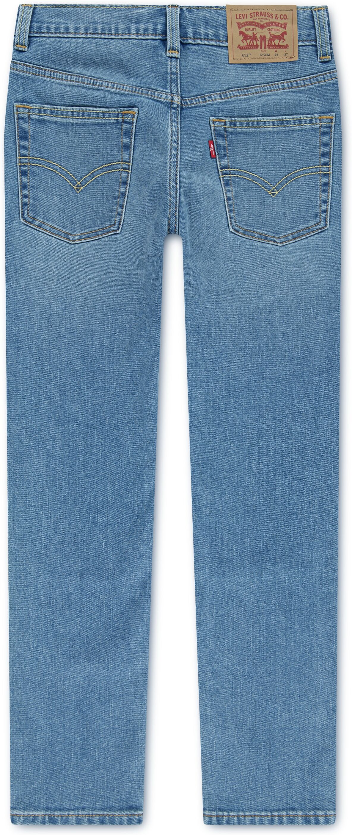Stretch-Jeans LEVI'S KIDS "LVB 512 SLIM TAPER JEANS", Jungen, Gr. 6 (116), N-Gr, blau (basil sky without destruction), Denim/Jeans, Obermaterial: 69% Baumwolle, 30% Polyester, 1% Elasthan, slim tapered fit lang, Jeans Stretch-Jeans, mit Stretch, Slim Tape
