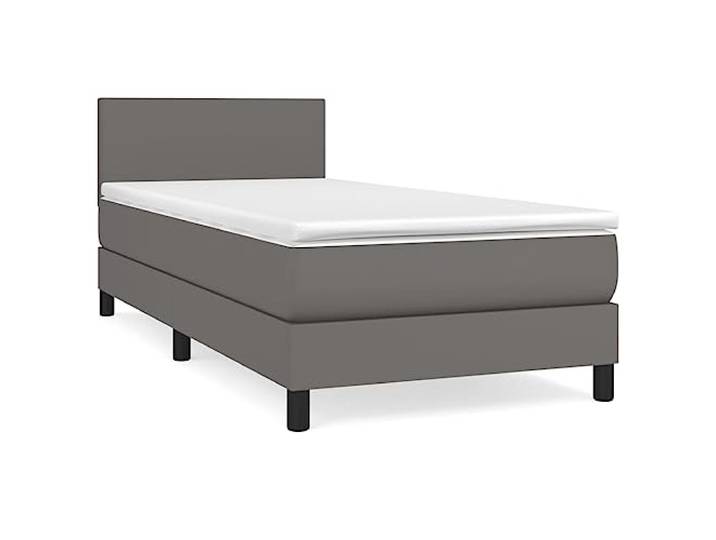 Makastle Boxspringbett mit Matratze Grau 90x190 cm Kunstleder Montageanleitung enthalten