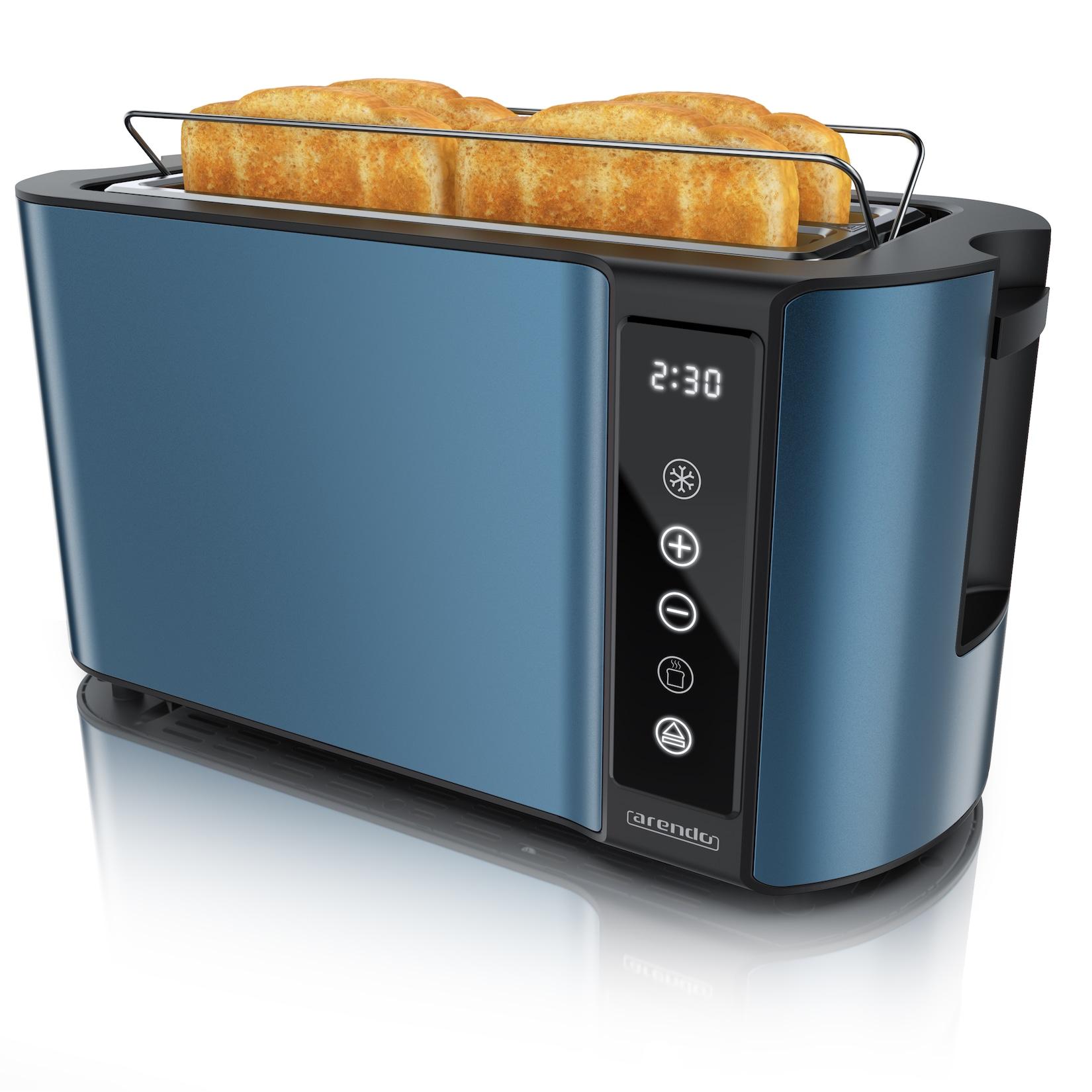 Arendo Toaster, Edelstahl, mit Brötchenaufsatz, Display & Touch, wärmeisoliert, verschiedene Schlitze