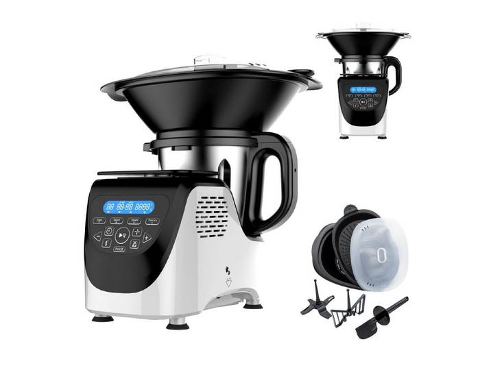 Best Direct® Küchenmaschine mit Kochfunktion, 1000 W, 3,00 l Schüssel, mit Dampfgaraufsatz, digitale Waage