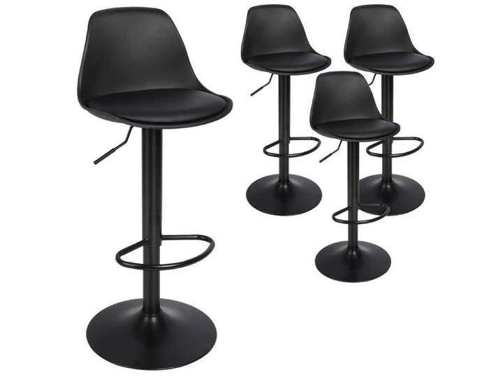 Tabouret de bar - AGNESG - Design ergonomique - Lot de 4 - Noir