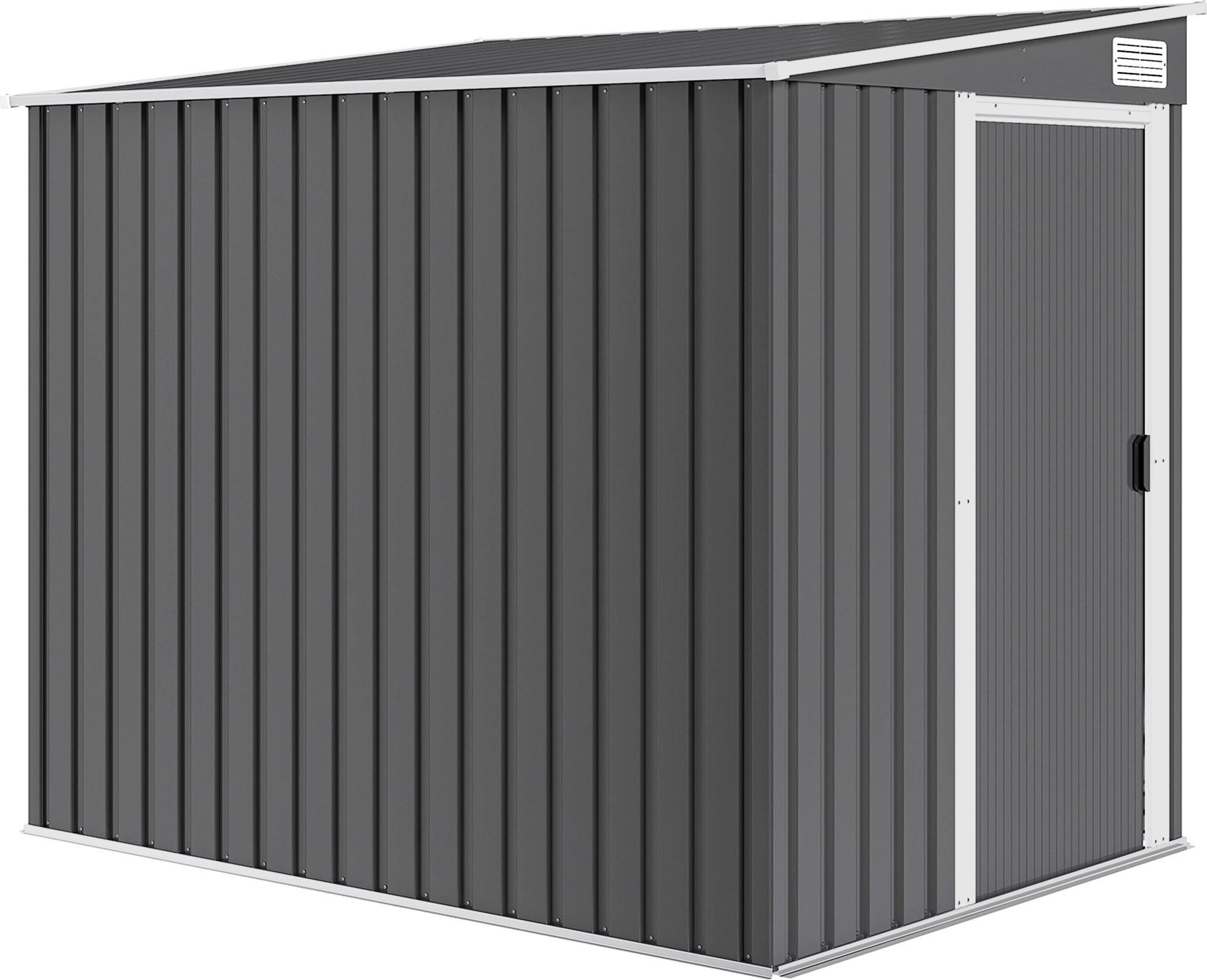 Metall Gerätehaus 2,81m² 154x206,5x181 cm Geräteschuppen mit Pultdach Fundament