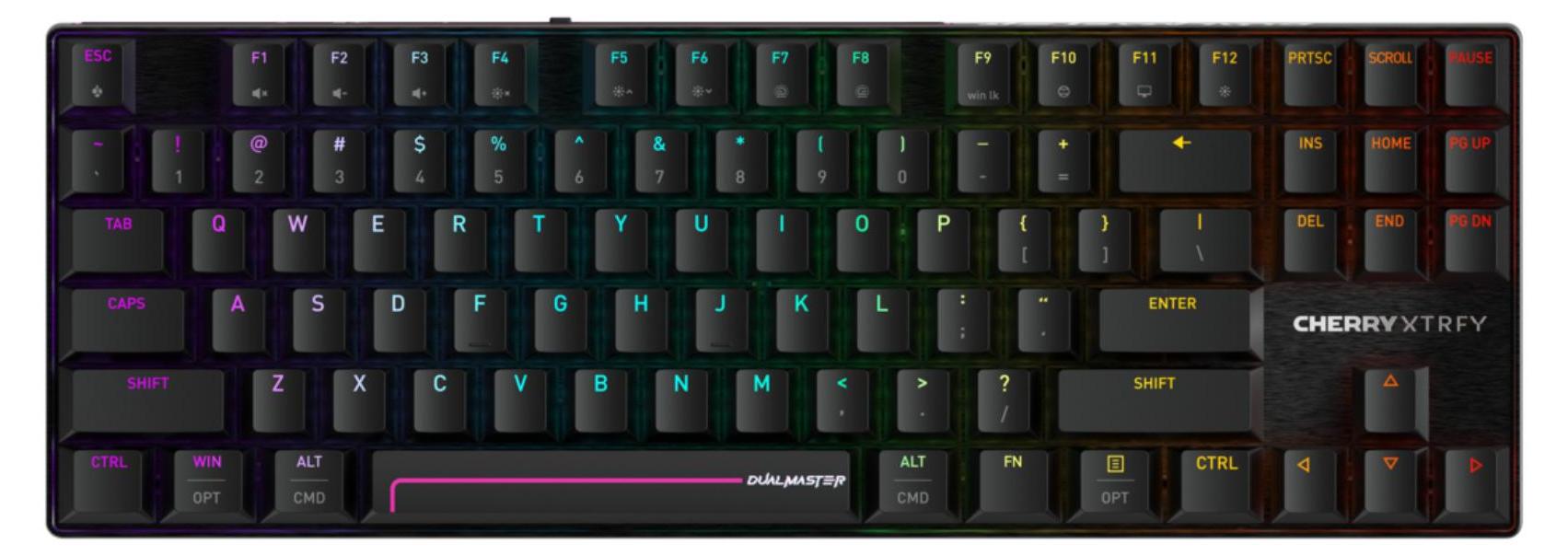 CHERRY MX 8.2 Pro TMR Wireless, Verkabelt & Kabellos, USB + RF Wireless + Bluetooth, Magnetic-mechanical key switch, QWERTY, RGB-LED, Schwarz