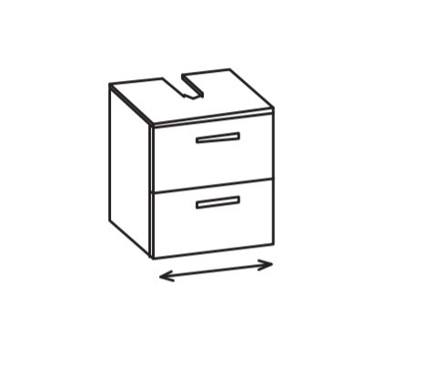 Artiqua 400 variabler Universalwaschtischunterschrank, Castello Eiche quer NB, 400-WBV2L-1-7134-426 400-WBV2L-1-7134-426