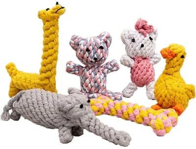 Inspired Living Durable Dog Rope Chew Toy For Teeth Cleaning And Tug Play bones