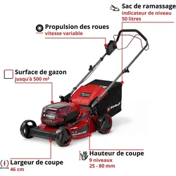 Einhell, Rasenmäher, GC-CM 36/46 S Li BL (Akkubetrieb)