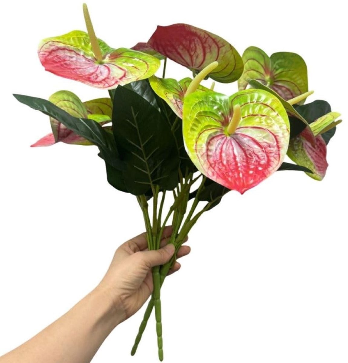 Set van 2 kunstmatige rode Anthurium bloemen voor decoratie
