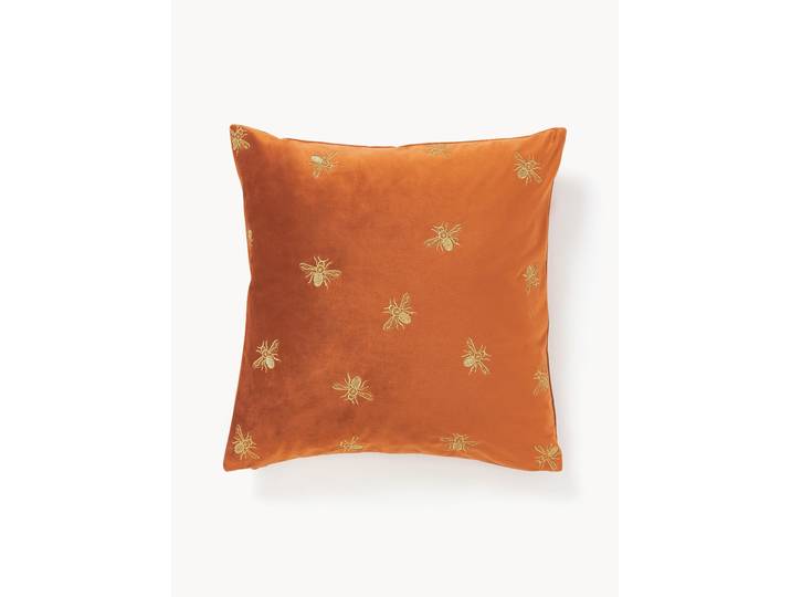 Housse de coussin en velours brodé Nora