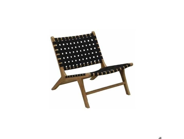 Fauteuil design en teck et nylon tressé noir
